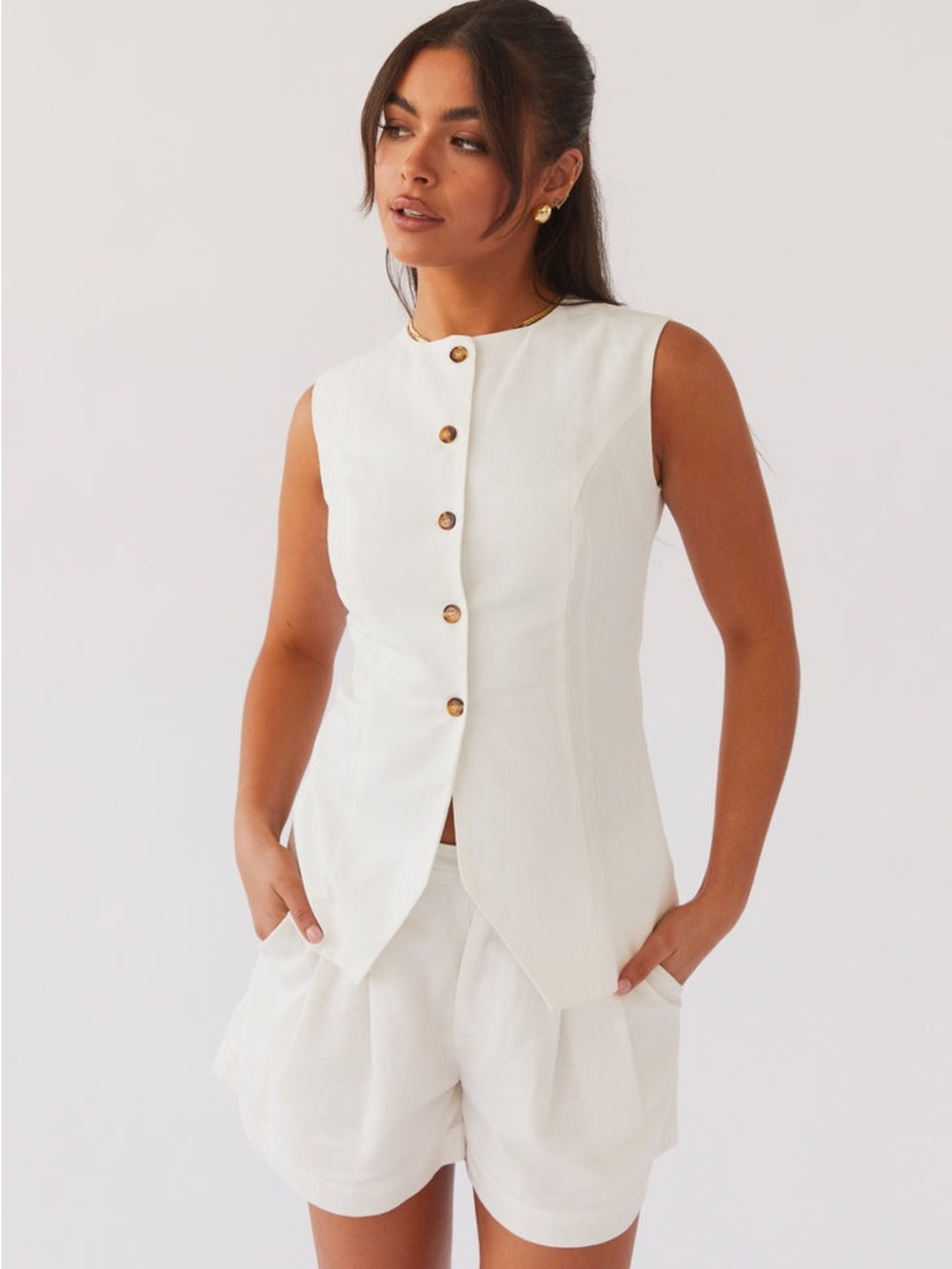 Peppermayo Born For Bordeaux Linen Vest - White